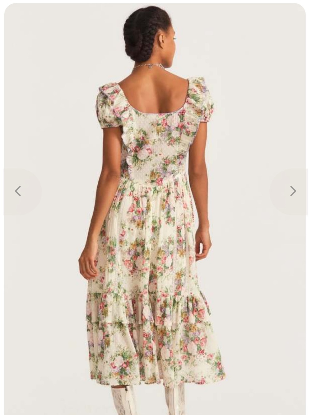 LOVESHACKFANCY EXLEY MIDI SHINNING JEMSTONE DRESS‎ floral cottagecore lace